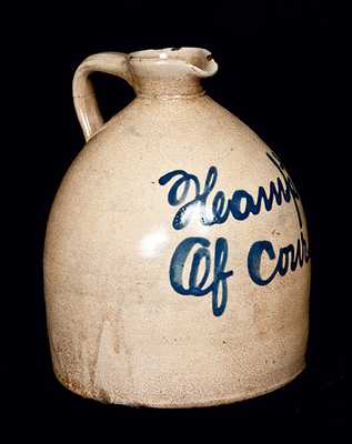 Very Rare New Jersey Stoneware Script Jug Inscribed Hampton Of Course