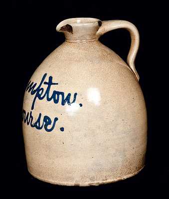 Very Rare New Jersey Stoneware Script Jug Inscribed Hampton Of Course