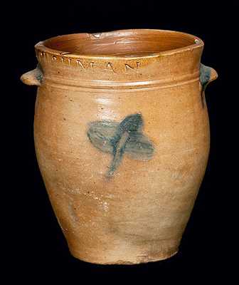 PAUL CUSHMAN, Albany, NY, Stoneware Crock with Floral Decoration