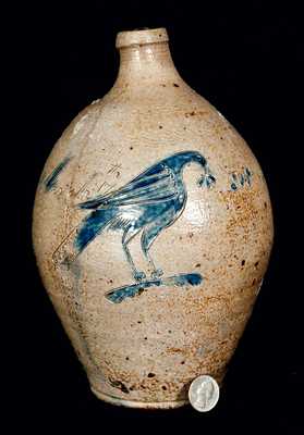 Extremely Rare and Important St. Patrick s Day 1808 New York Stoneware Jug w/ Incised Bird
