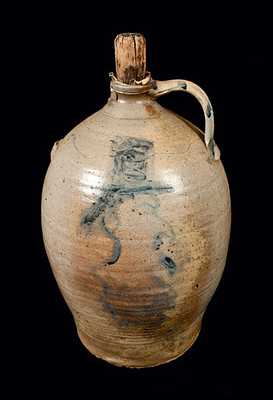 Rare Ohio Stoneware Jug with Man s Head Decoration