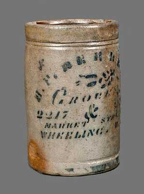 Small H. F. BEHRENS / WHEELING, WV Stoneware Canning Jar