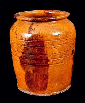Lead and Manganese Glazed Redware Jar, probably York County, PA