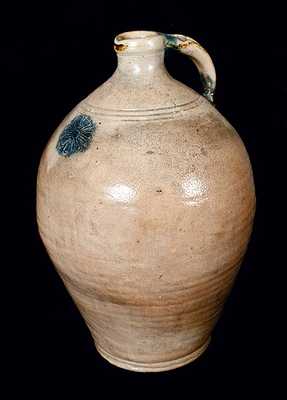 Three Gallon Stoneware Jug with Impressed Flower attrib. Old Bridge, NJ