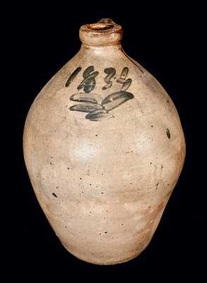 New Jersey Stoneware Jug with Cobalt Date "1834"