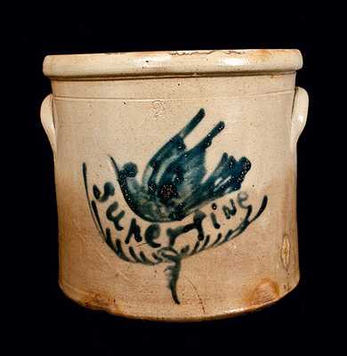 Hartford, CT, Stoneware Crock with Bird and "Super Fine" Inscription