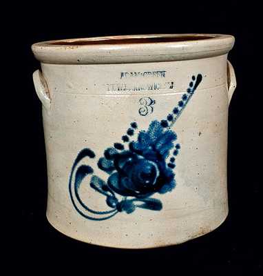 Rare ADAM GREEN / NEW BRUNSWICK, NJ Stoneware Crock