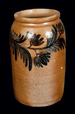 1 1/2 Gal. Baltimore Stoneware Crock with Elaborate Floral Decoration, circa 1845