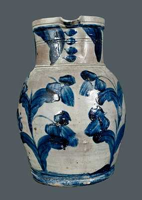 Two Gal. Stoneware Pitcher with Elaborate Floral Decoration, Maryland, circa 1850