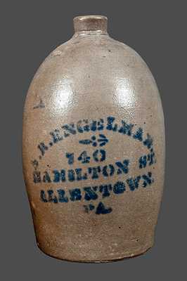 Rare Stoneware Jug with Allentown, PA, Advertising, probably Jas. Hamilton / Greensboro, PA