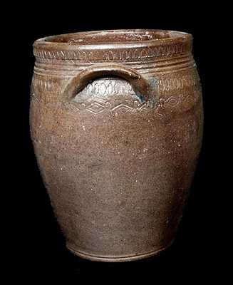 1 Gal. South Amboy, NJ Stoneware Jar with Profuse Coggled Design, circa 1810
