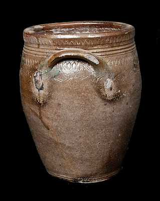 1 Gal. South Amboy, NJ Stoneware Jar with Profuse Coggled Design, circa 1810