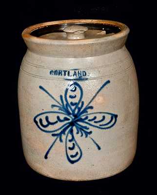 CORTLAND Stoneware Crock with Slip-Trailed Floral Decoration