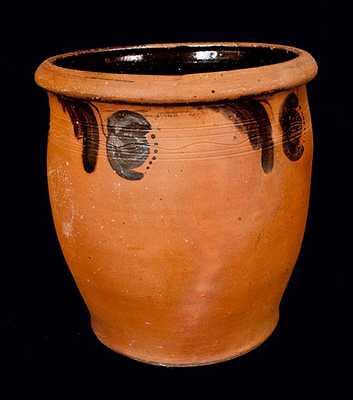 JOHN BELL / WAYNESBORO Redware Crock with Manganese Tulip Decoration