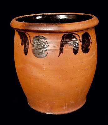 JOHN BELL / WAYNESBORO Redware Crock with Manganese Tulip Decoration