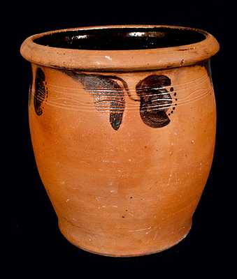 JOHN BELL / WAYNESBORO Redware Crock with Manganese Tulip Decoration