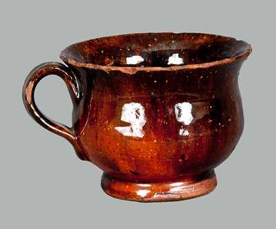 Fine Diminutive Redware Teacup with Manganese Drips