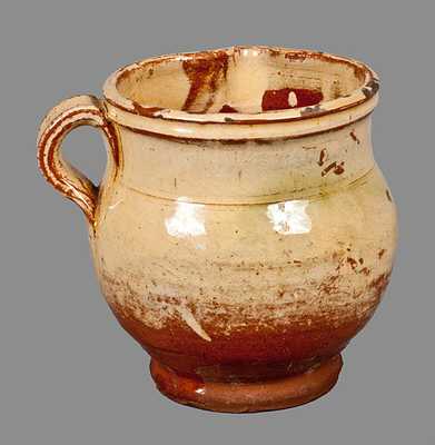 Redware Cream Pitcher with Yellow Lead Slip Coating