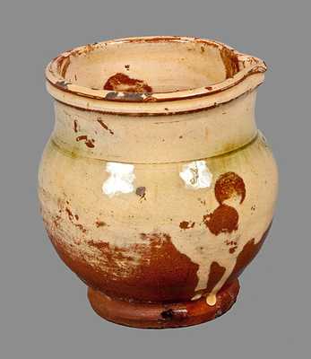 Redware Cream Pitcher with Yellow Lead Slip Coating