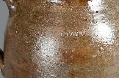 Very Rare AUBURN, NY Redware Batter Pail with Molded Handle