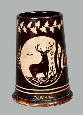 Stoneware Stein with Elk Design Dated 1874