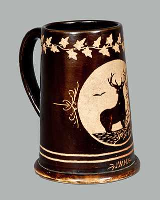 Stoneware Stein with Elk Design Dated 1874