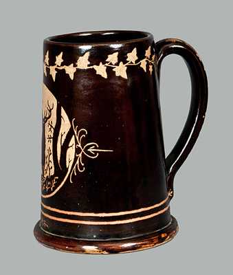 Stoneware Stein with Elk Design Dated 1874