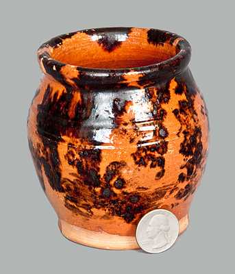Small Redware Jar with Sponged Manganese Decoration