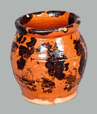 Small Redware Jar with Sponged Manganese Decoration