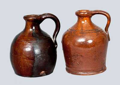 Lot of Two: Diminutive Redware Jugs