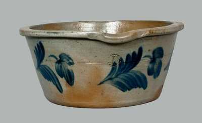 Stoneware Milkpan with Floral Decoration, attrib. R. J. Grier, Chester County, PA