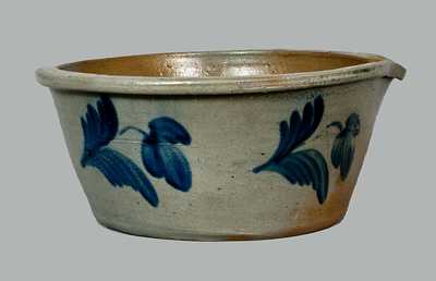 Stoneware Milkpan with Floral Decoration, attrib. R. J. Grier, Chester County, PA