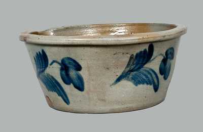 Stoneware Milkpan with Floral Decoration, attrib. R. J. Grier, Chester County, PA