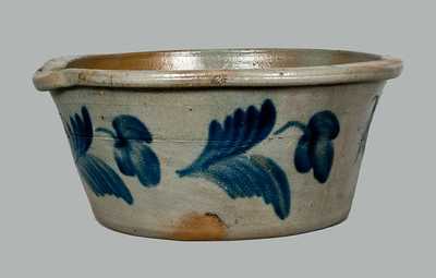 Stoneware Milkpan with Floral Decoration, attrib. R. J. Grier, Chester County, PA