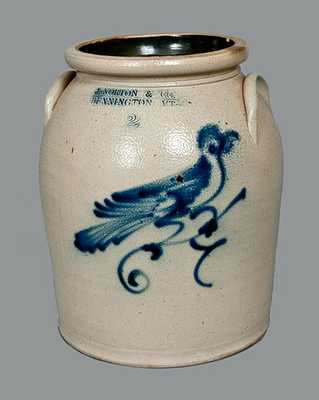 J. NORTON & CO. / BENNINGTON, VT Stoneware Crock with Bird Decoration