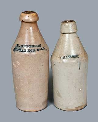 Lot of Two: Stoneware Bottles with Impressed Advertising