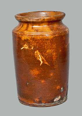 Redware Jar with Lead and Copper Slip, probably New England