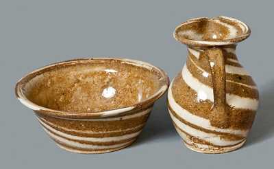 Miniature Stoneware Pitcher and Bowl Set, Charles Lisk, Vale, NC