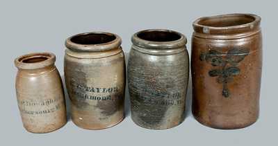 Lot of Four: Stoneware Crocks including Two Stenciled E. B. TAYLOR / RICHMOND, VA