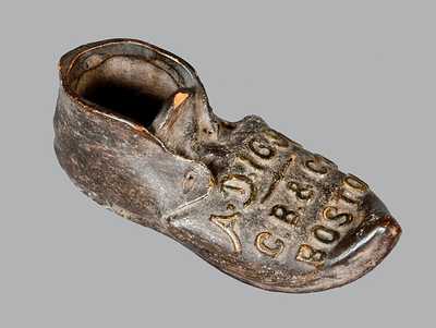 Pottery Shoe with Boston Advertising