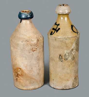 Lot of Two: Stoneware Bottles with Cobalt Decoration