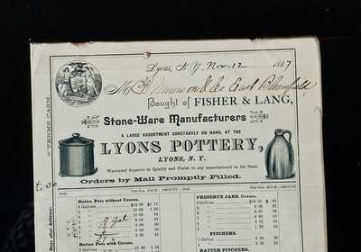 Lot of Three: Framed Billheads of Stoneware Manufacturers J. FISHER and FISHER & LANG, Two Illustrated