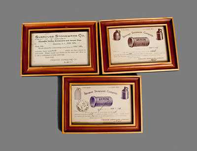 Lot of Three: SYRACUSE STONEWARE CO. Framed Advertising Cards