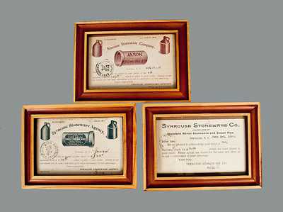 Lot of Three: SYRACUSE STONEWARE CO. Framed Advertising Cards