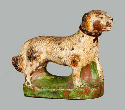Cold-Painted Redware Dog Figure