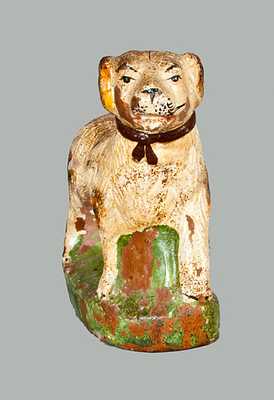 Cold-Painted Redware Dog Figure