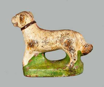 Cold-Painted Redware Dog Figure