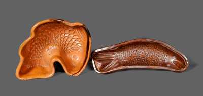 Lot of Two: Glazed Pennsylvania Redware Fish Molds