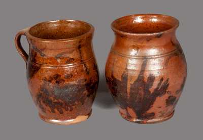 Lot of Two: Redware Jars with Manganese Decoration