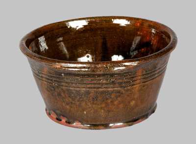 Dark-Glazed Handled Redware Pan